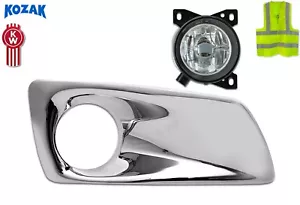 Chrome Plastic Fog Bezel and Fog Light Lamp Right Passenger Side Kenworth T660 - Foto 1 di 9