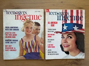 TWO Vintage Teenagers Ingenue Magazines JFK Kennedy Fashion Beauty Ads 1960s - Picture 1 of 9