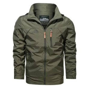 Mens Waterproof Soft Shell Outdoor Jacket Windbreaker Lightweight Hooded Coats - Picture 1 of 11