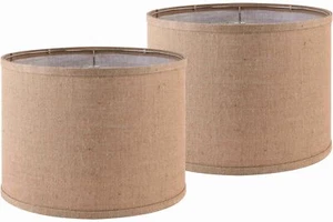 PAPAYA Lampshade Set of 2 Drum Fabric Shades for Table and Floor Lamps, 13" T... - Picture 1 of 9