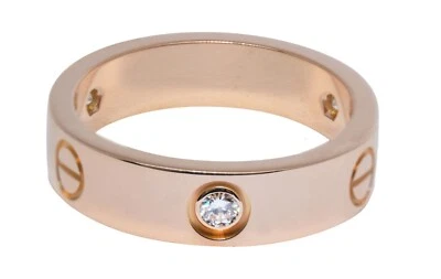 Cartier Love Ring 3 Diamonds 18k Rose Gold Size 62 B4087562 - Image 1 of 4