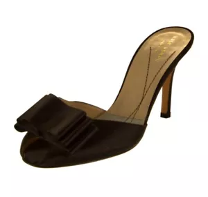 KATE SADE NEW YORK ~ Chocolate Brown Silk Mules ~ 7.5B - Picture 1 of 4