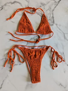 2-teiliger Bikini Badeanzug Damen Größe SMALL ORANGE - Bild 1 von 8