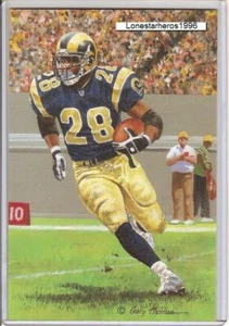 2011 Marshall Faulk "Artist Proof" Goal Line Art Postcard Signed by Artist - Picture 1 of 2