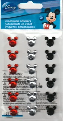 Licensed Disney Jeweled MICKEY HEAD Icon stickers 18 pcs 75897 Fast FREE Ship! - Image 1 of 2