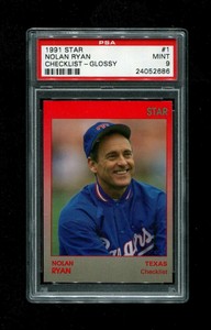 1991 NOLAN RYAN STAR #1 CHECKLIST GLOSSY PSA 9