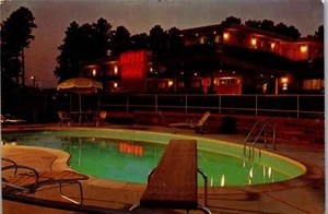 Vintage Postcard Hotel Alpine Lodge Macon Georgia GA Night View Pool Retro - Picture 1 of 3