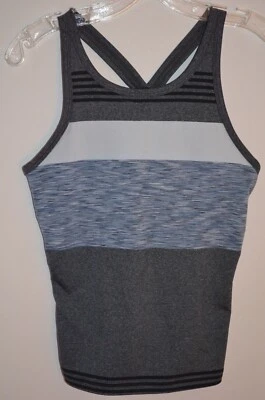 Sujetador Deportivo a Rayas Gris PrAna Espalda Corredora Fitness Tanque Talla M Foto 1 de 4