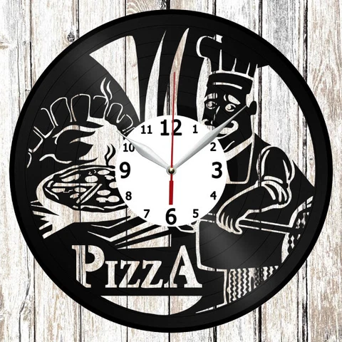 Pizza Vinyl Wall Clock Made Of Vinyl Record Fan Art Handmade Original Gift 1766 Cover