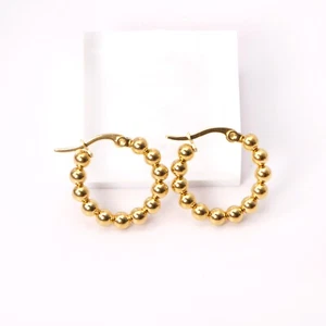 18 Karat Gold Perlen Huggies Reifen, winzige Perlen Huggies Reifen, mutige Statement Ohrringe. - Bild 1 von 2