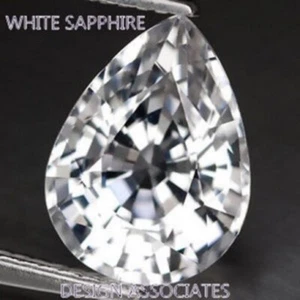 WHITE SAPPHIRE 8 x 5 MM PEAR CUT EARTH MINED AND TREATED - Picture 1 of 1