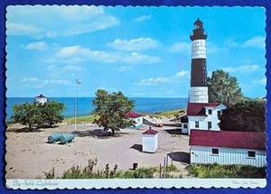 Vintage 1960er Deckle Edge große 6x4 Zoll Postkarte großer Zobel Leuchtturm - Bild 1 von 2