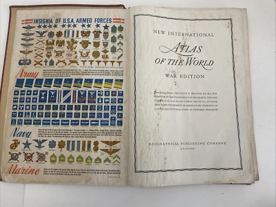 Vintage  Atlas Of The World  War Edition Geographical Publishing Company IL 1945 - Image 1 of 4