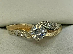 14K YELLOW GOLD ESTATE DIAMOND LADIES ENGAGEMENT RING EXXX - Picture 1 of 8
