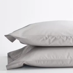 Company Cotton Gray Smoke Solid 300-Thread Count Cotton Percale King Pillowcase - Picture 1 of 7