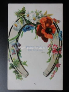 Embossed German Poppy Postcard: Herzlichte Gluckwunsche zum Gaburtstag c1908 - Picture 1 of 2