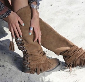 naughty monkey fringe boots