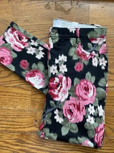 Childrens Place Pull On Pants Girls Stretch Red Floral - Size 14 - Picture 1 of 3
