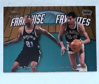 Tarjeta 2000 Bowman's Best Franchise Favorites #FR1C Tim Duncan George Gervin Foto 1 de 2