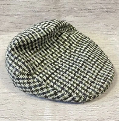 Vintage Flat Cap | Mens Vintage Failsworth Grey Dogtooth Flat Cap, Retro Cap - Image 1 of 3