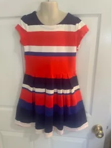Gymboree Girls Size 8 Blue/White/Red Short Sleeve Summer Dress - Picture 1 of 9