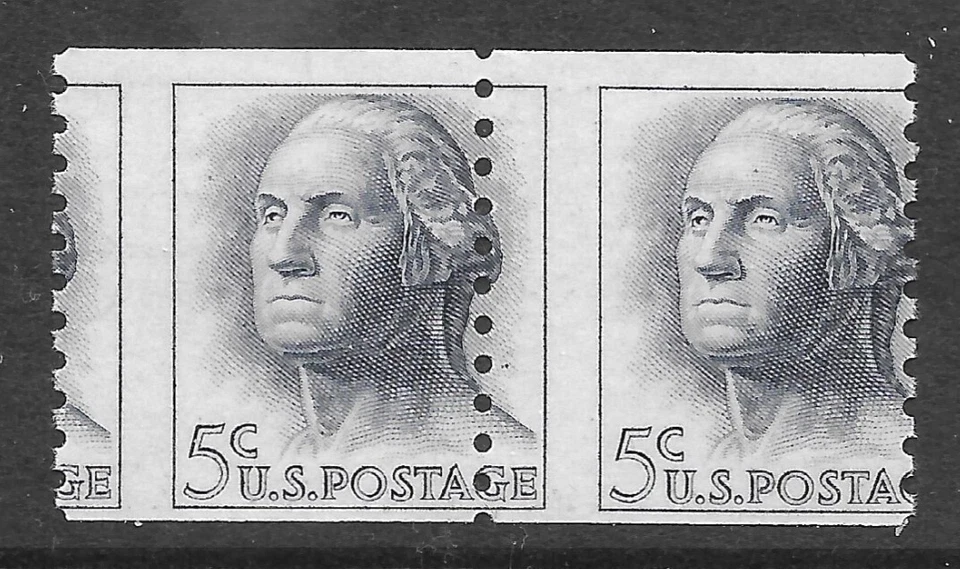 MISPERFORATED Scott #1229a 5c Washington TAGGED Pair, Mint NH - Image 1 of 1