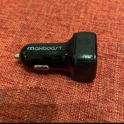 Car Charger Maxboost 4.8A/24W 2 Smart Port Car Charger Black for iPhone Samsung - Image 1 of 3