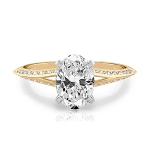 14k Gold Diamond Engagement Ring Yellow Lab Grown Oval 1.6 Carat IGI Certified - Picture 1 of 10