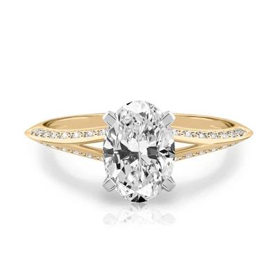 14k Gold Diamond Engagement Ring Yellow Lab Grown Oval 1.6 Carat IGI Certified - Image 1 of 4