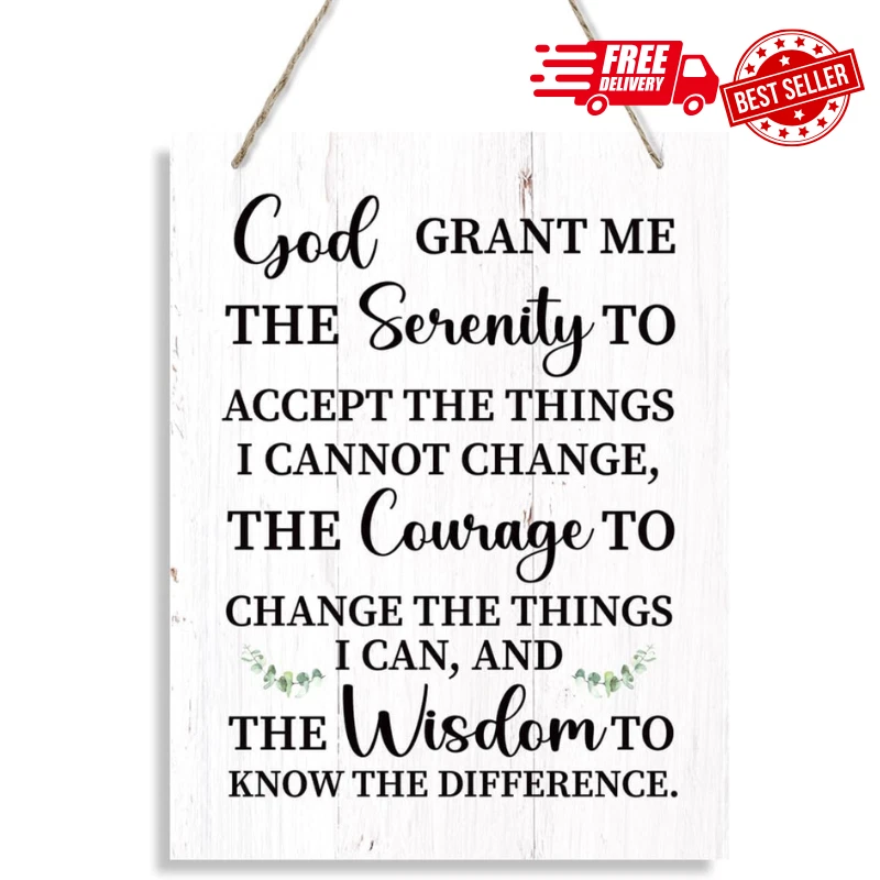Rustic Serenity Prayer Wall Art - Inspirational Wooden Sign for Home Office - Image 1 of 4