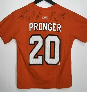 Chris Pronger & Team Signed Philadelphia Flyers NHL Reebok T Shirt Youth Medium - Picture 1 of 8
