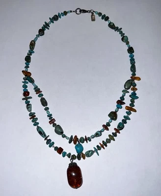 Collar Peyote Pájaro Turquesa y Ámbar Esterlina 925 Catálogo Sundance Foto 1 de 4