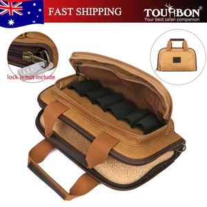 TOURBON Canvas Pistol Case Shooting Handgun Carry Range Bag with Magazine Pouch - Picture 1 of 24