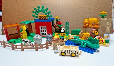 Raro Big Lego Duplo Friendly Zoo set 4968 con personas animales jeep piezas 81 piezas LEER Foto 1 de 4