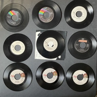LOT OF 9 Elton John Cougar Mellencamp 45 Records Untested READ Party Decor - Image 1 of 4