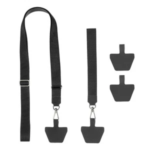 2Pcs Phone Lanyard with Wrist Strap and 4 Patches, Black - Zdjęcie 1 z 6