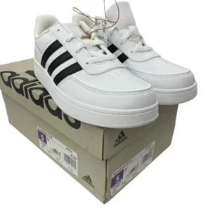 Adidas Breaknet 2.0 Youth Lace Up Tennis Shoes US 5 White/Black Stripes NEW - Picture 1 of 3