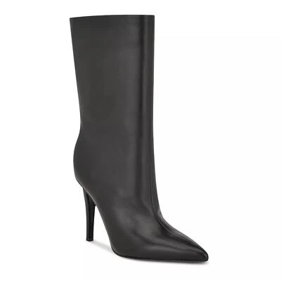 Botín Nine West para mujer Frenchi tacón de aguja media pantorrilla talla EE. UU. 9,5 M cuero negro Foto 1 de 4
