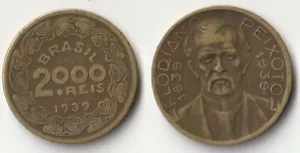 1939 Brazil 2000 reis coin - Picture 1 of 1