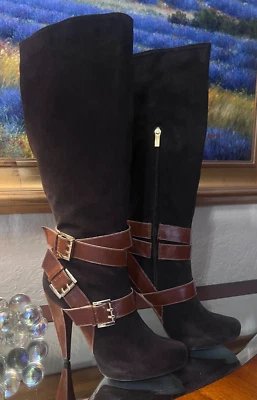 Colin Stuart 272628-E40 Chocolate Suede Brown Boots Size 7 New with Box - Image 1 of 4