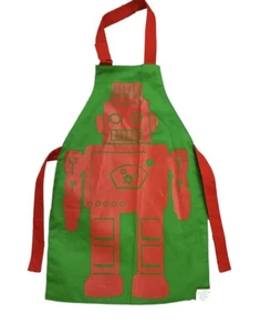 Delantal Robot Antiguo Azul Marino Talla Infantil Verde con Robot Rojo Edades 4-12 Nuevo con Etiquetas - Imagen 1 de 2