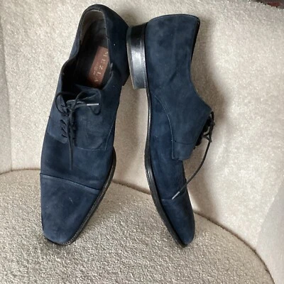 Preciosos zapatos de vestir Oxford de gamuza suave azul Mezlan para hombre talla 11 Foto 1 de 4