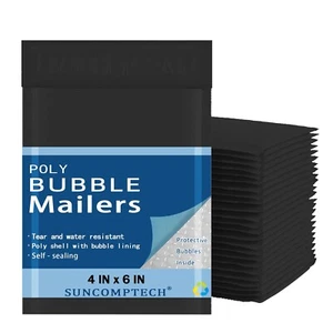 500 #0000 4x6 Color Economy Poly Bubble Padded Envelopes Mailers Bag Black - Picture 1 of 2