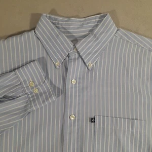 Brooks Brothers 346 Shirt Mens Large White Blue Striped Button Down Collar - Picture 1 of 12