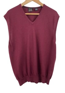Jos. A. Bank Mens XL Merino Wool Burgundy Sleeveless V-Neck Sweater Vest - Picture 1 of 7