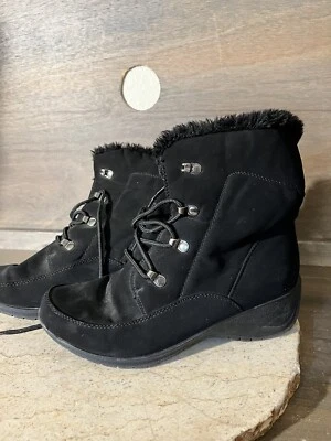 KHOMBU Women's Maple LACE UP Winter Boots BLACK SIZE 8M FAUX FUR LINED WARM - Image 1 of 4