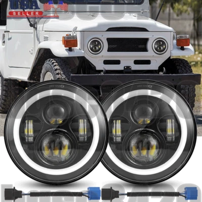 Пара 7-дюймовых светодиодных фар дневного света Halo для Toyota Land Cruiser FJ40 FJ50 FJ55 FJ60 FJ62 - Изображение 1 из 4