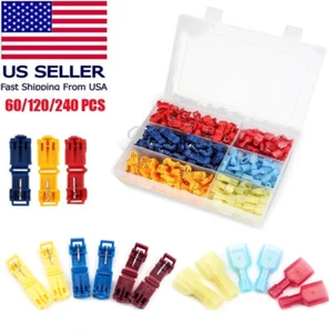 Kit connettori combinati terminale filo giunzione rapida 240 pezzi isolato T-Tap 22-10 AWG - Foto 1 di 16