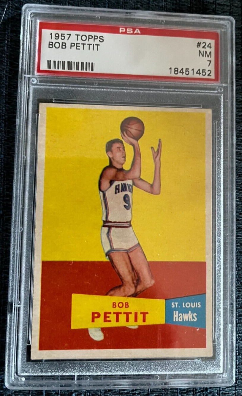 1957 Topps Basketball Bob Pettit PSA 7 HOF Sharp card