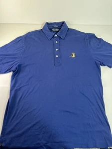 Polo Golf Vintage Lisle Blue 100% Pima Cotton Polo SZ Med 44”c Cow W/Club Logo - Picture 1 of 10